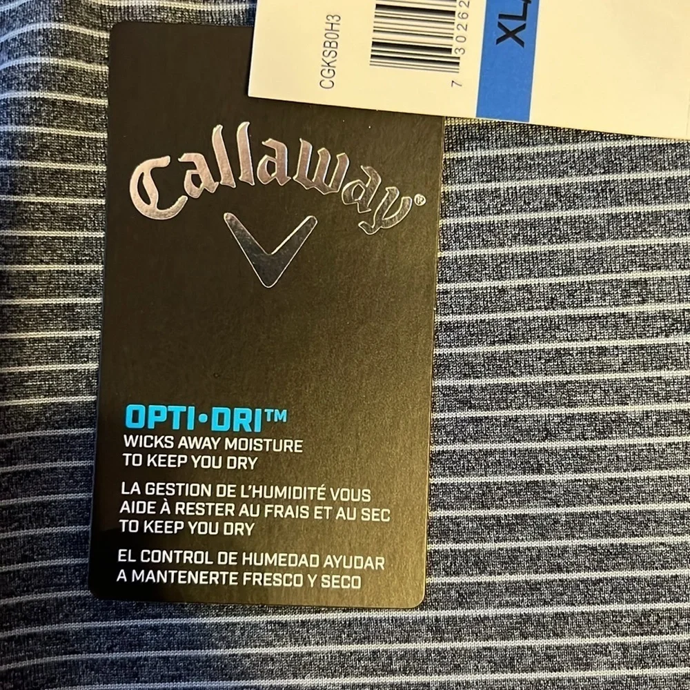 Callaway Golf Heather Micro Stripe Polo Black Heather, Men’s XL- NWT - Picture 6 of 7